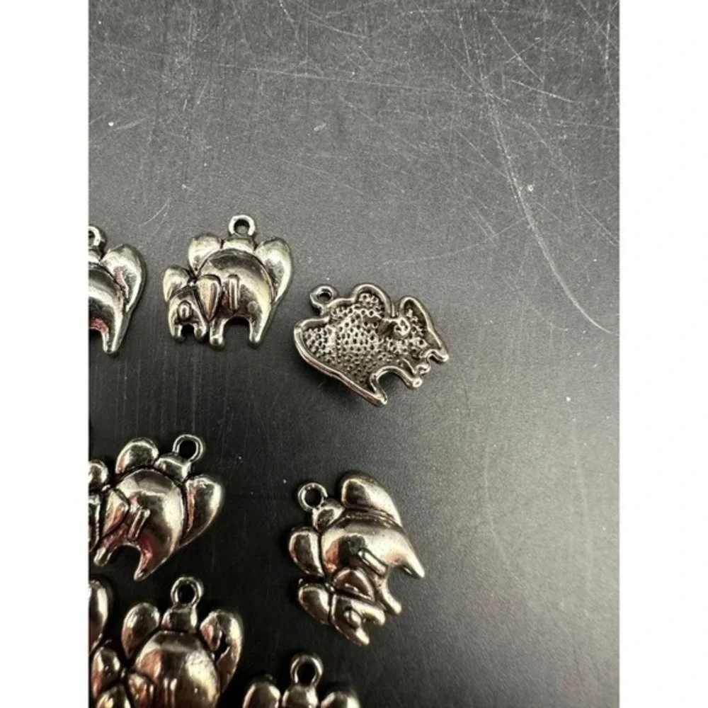 Elephant Rear Ends Adult & Child Charms Pendants Lot of 9 Silver tone 5/8